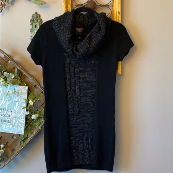 Hooked Up Short Sleeve Cowl Neck Tunic Sweater - Picture 1 of 5